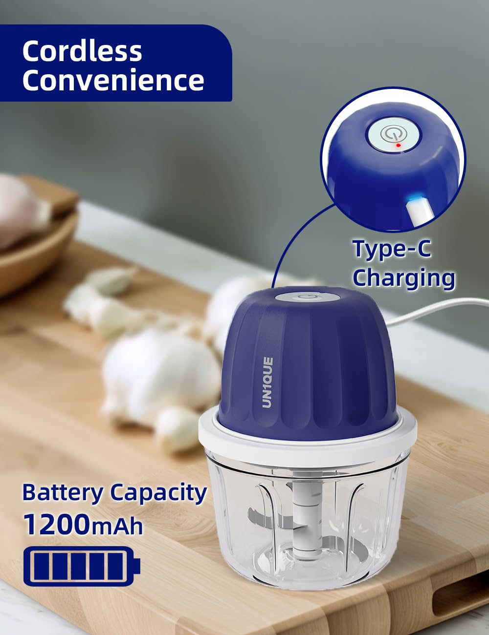 Portable Rechargeable Electric Mini Chopper