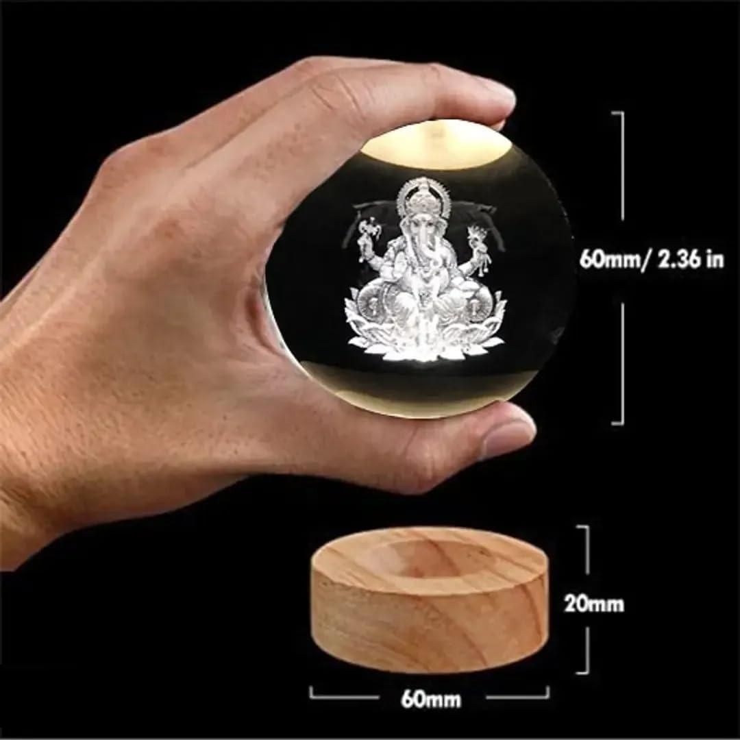 Ganesh Crystal LED Lamp | Decorative Spiritual Night Light & Gift Item