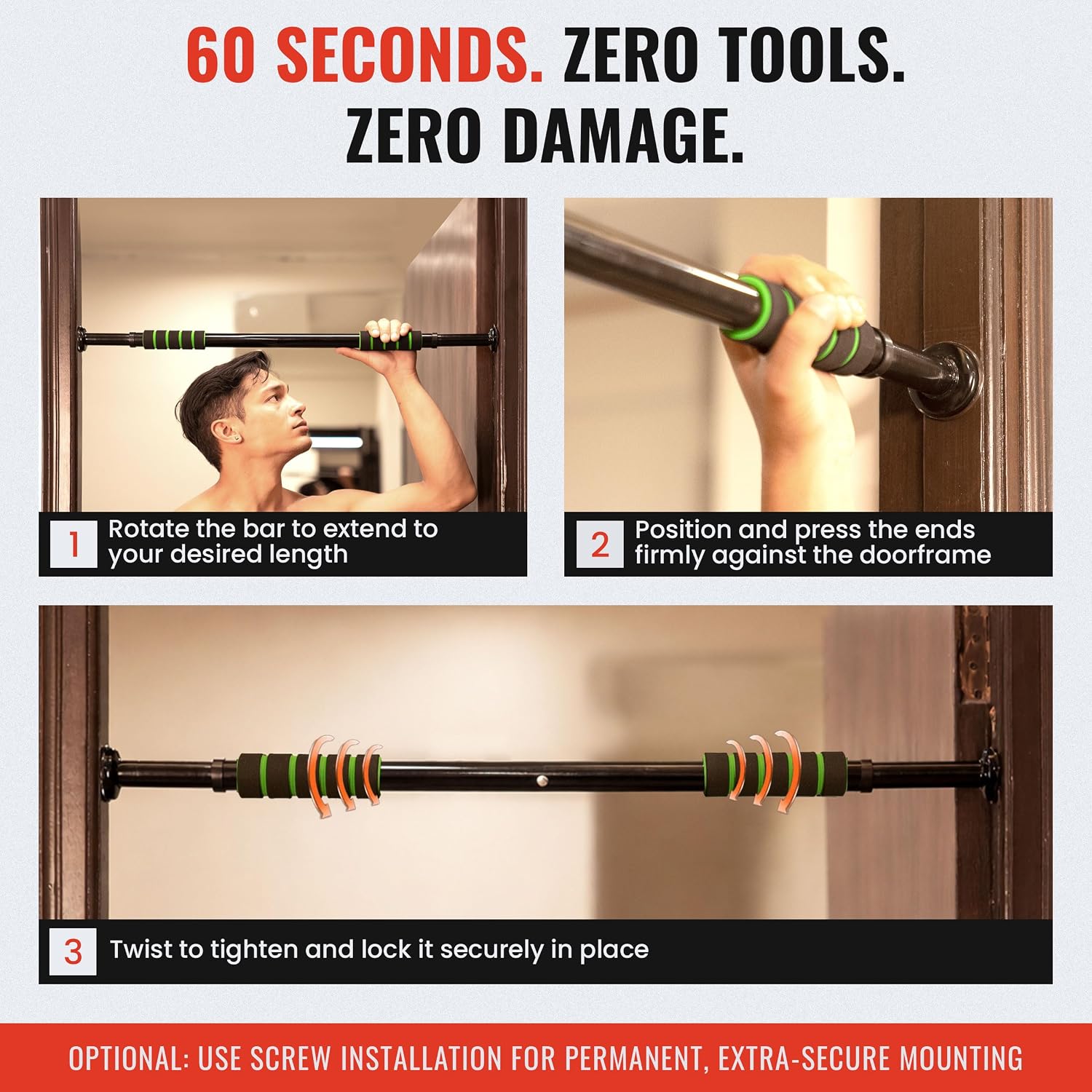 Adjustable Wall-Mounted Pull-Up Bar